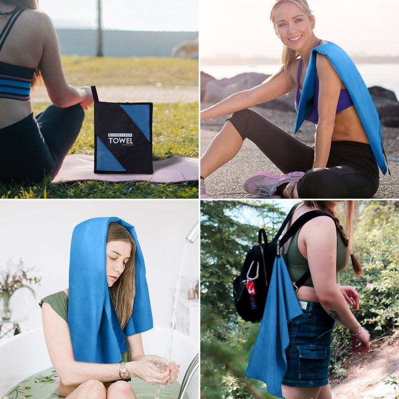 ZIUDBOC Microfiber Travel Towel, Soft Lightweight Quick Dry Towel, Super Absorbent Compact Travel & Sports & Beach Towels for Camping, Backpack, Gym, Swimming, Yoga, Hiking (L:24"×48" -Blue) - Image 5